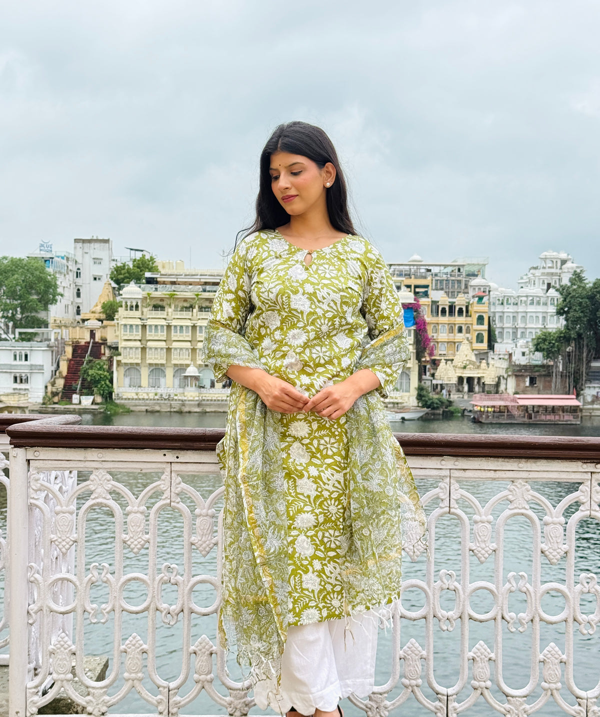 MEHANDI GREEN KURTA & DUPPATA