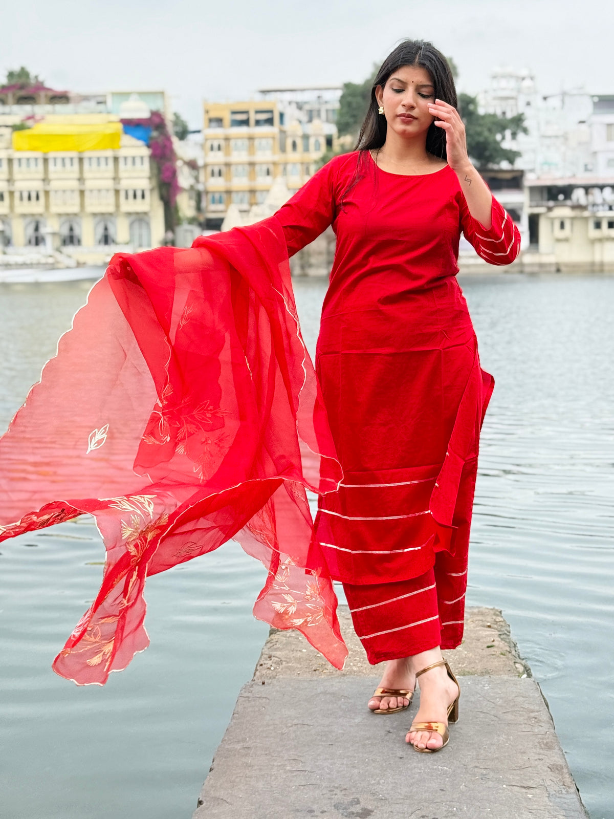Red Rakhi Suit Set