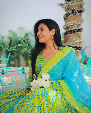 Neon Tyre  Kurti and Doria Dupatta