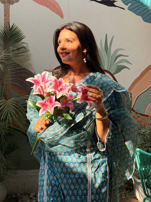 Blue Lace Kurta & Duppata