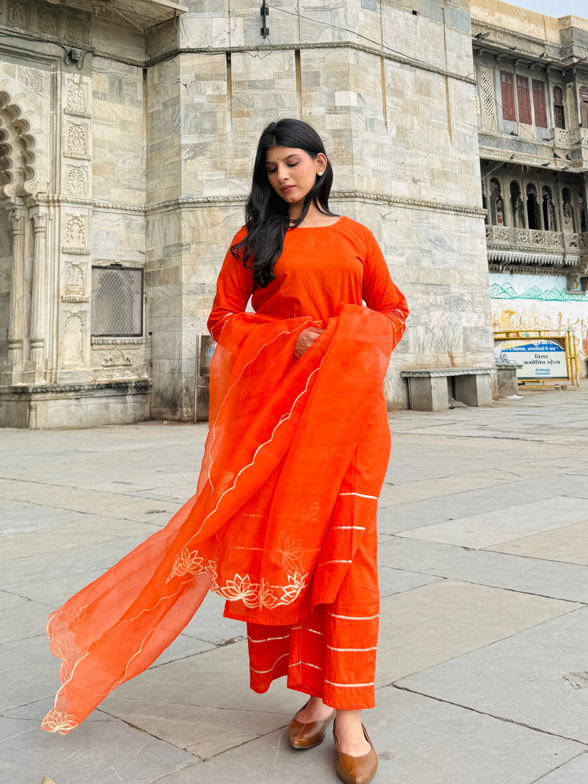 Orange Rakhi Suit Set