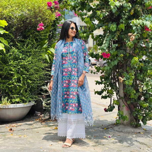 Blue Vishakha Straight Kurta & Dupatta