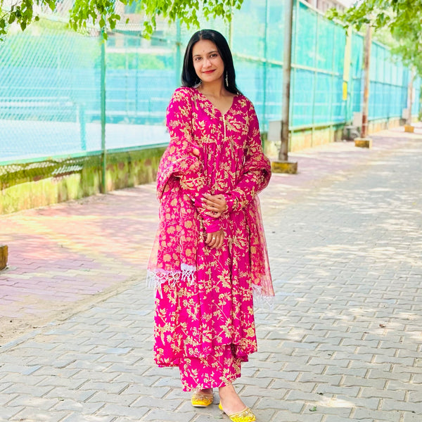 Magenta Pink Anarkali Suit