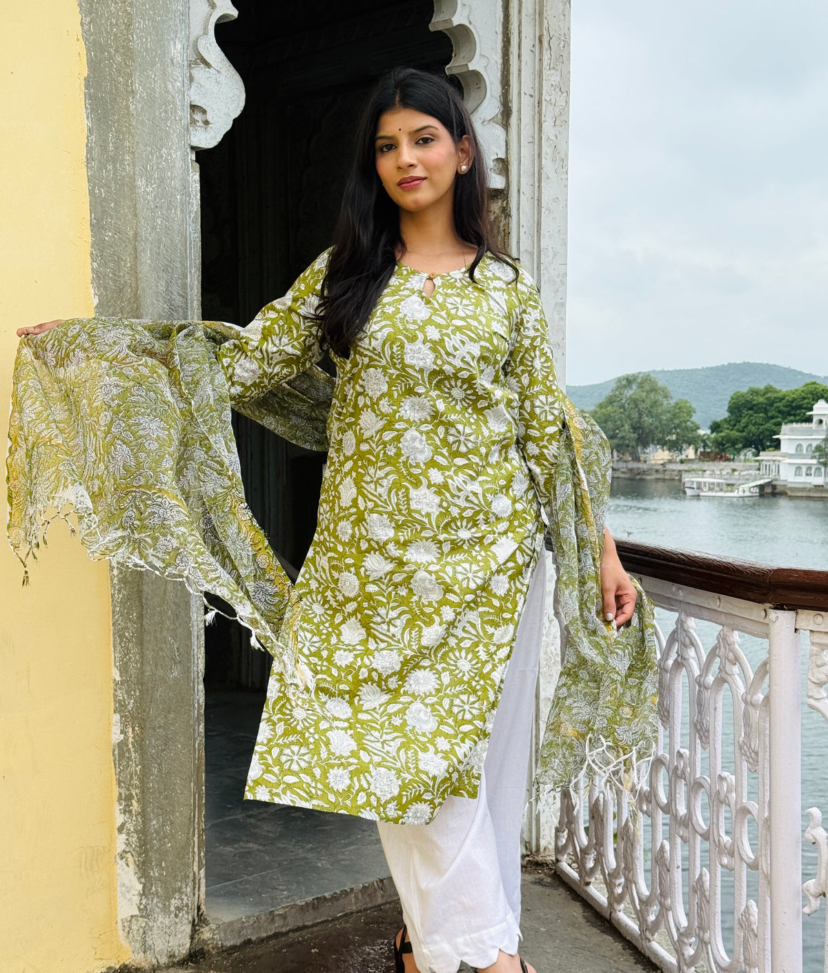 MEHANDI GREEN KURTA & DUPPATA