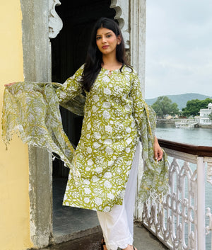 MEHANDI GREEN KURTA & DUPPATA