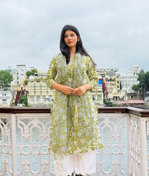 MEHANDI GREEN KURTA & DUPPATA