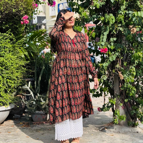 Ajrak Anarkali Kurti