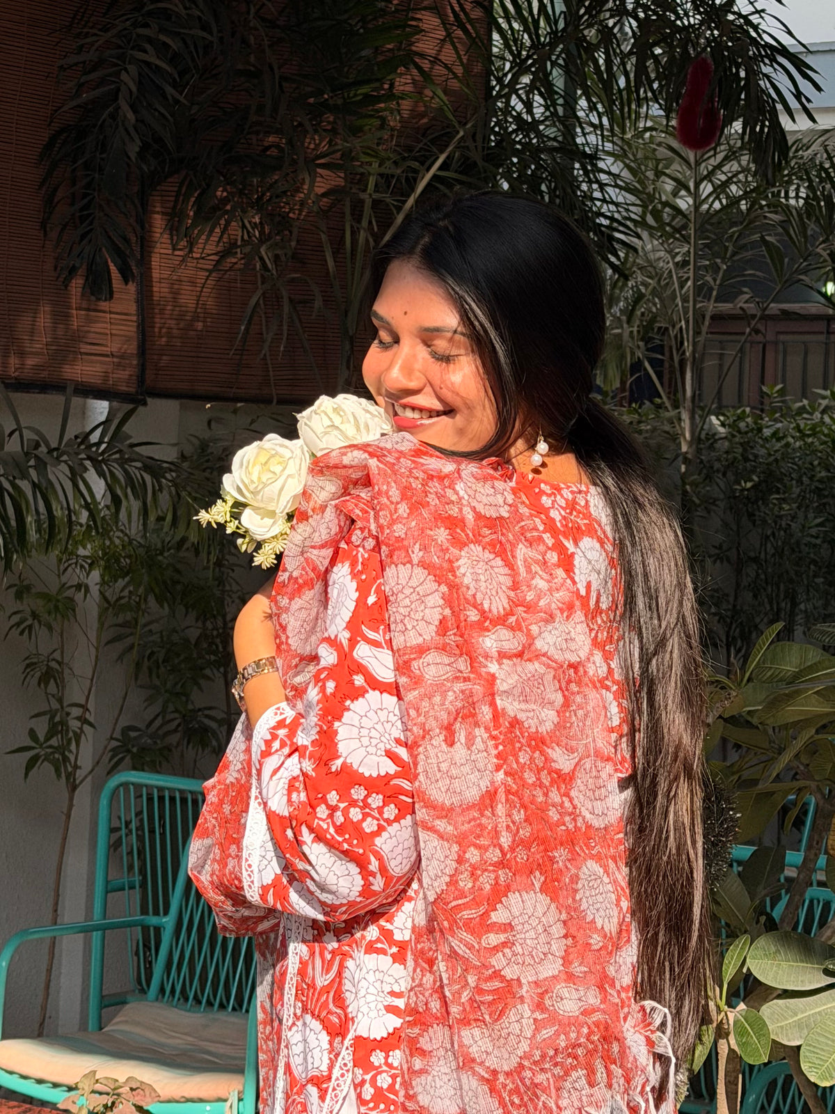 Orange Lace Kurta & duppata