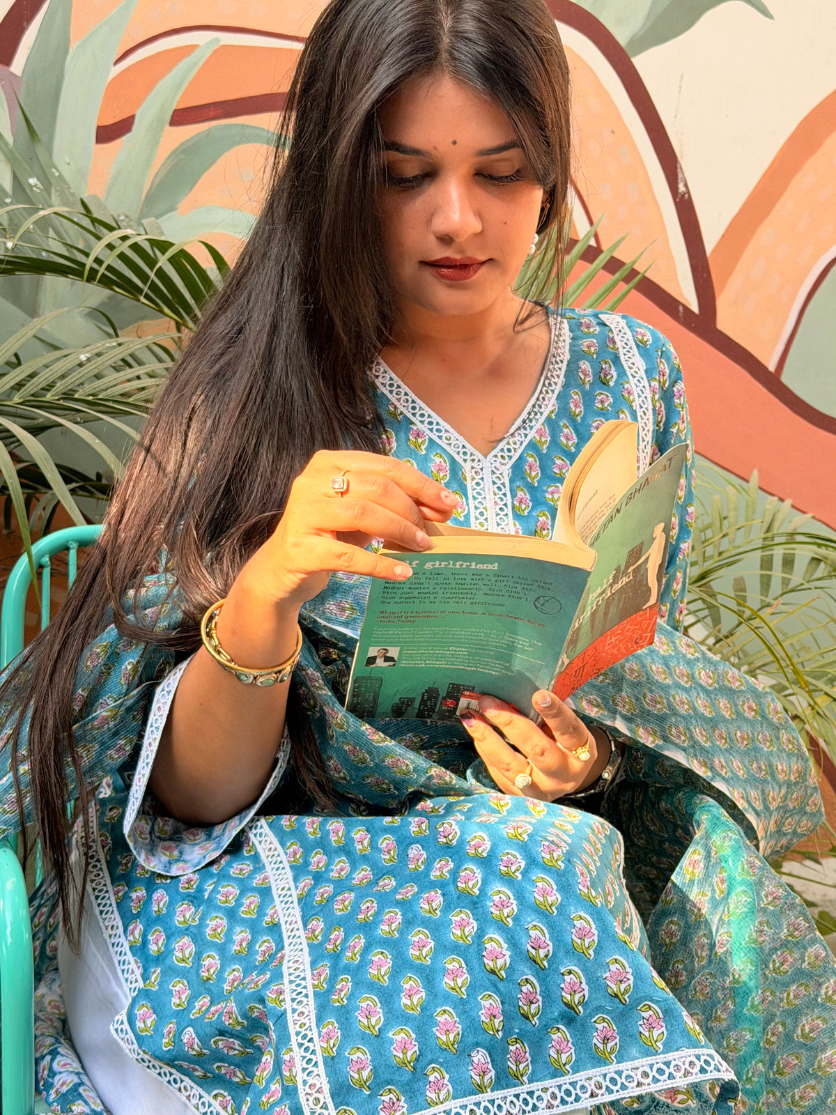 Blue Lace Kurta & Duppata