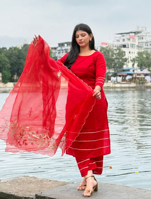 Red Rakhi Suit Set