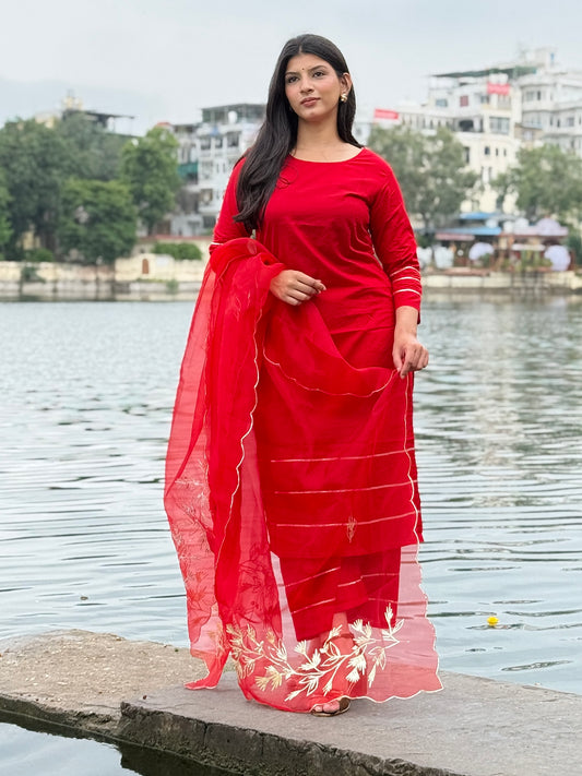 Red Rakhi Suit Set