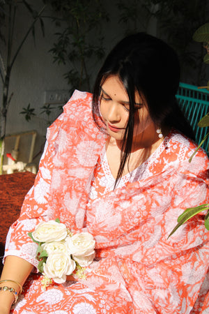 Orange Lace Kurta & duppata