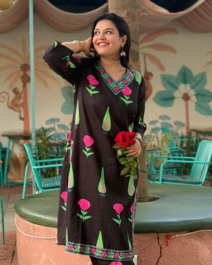 Black Leaf Border Co-ord Set