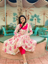 CREAM PINK CHEST KURTI