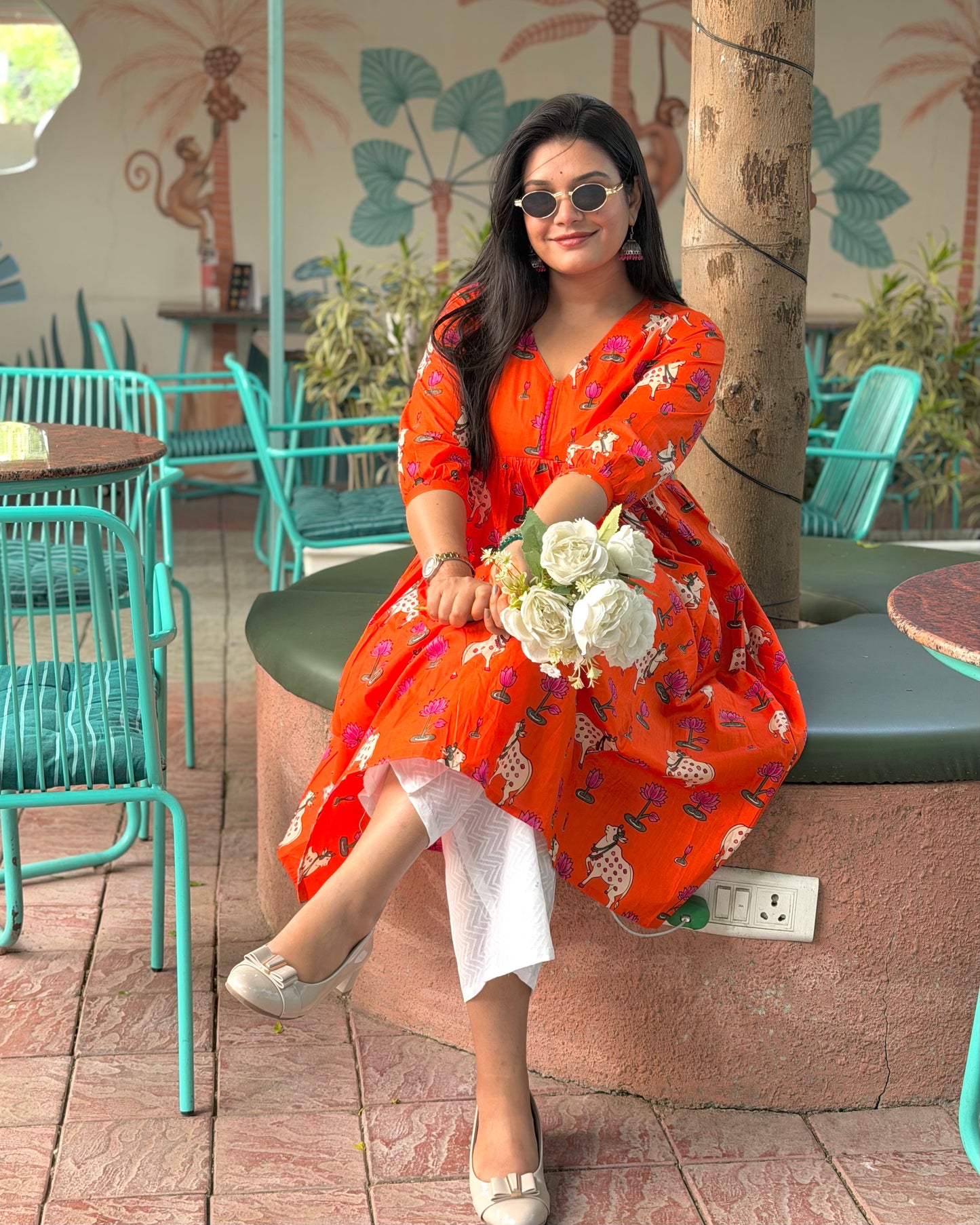 ORANGE NANDI KURTI