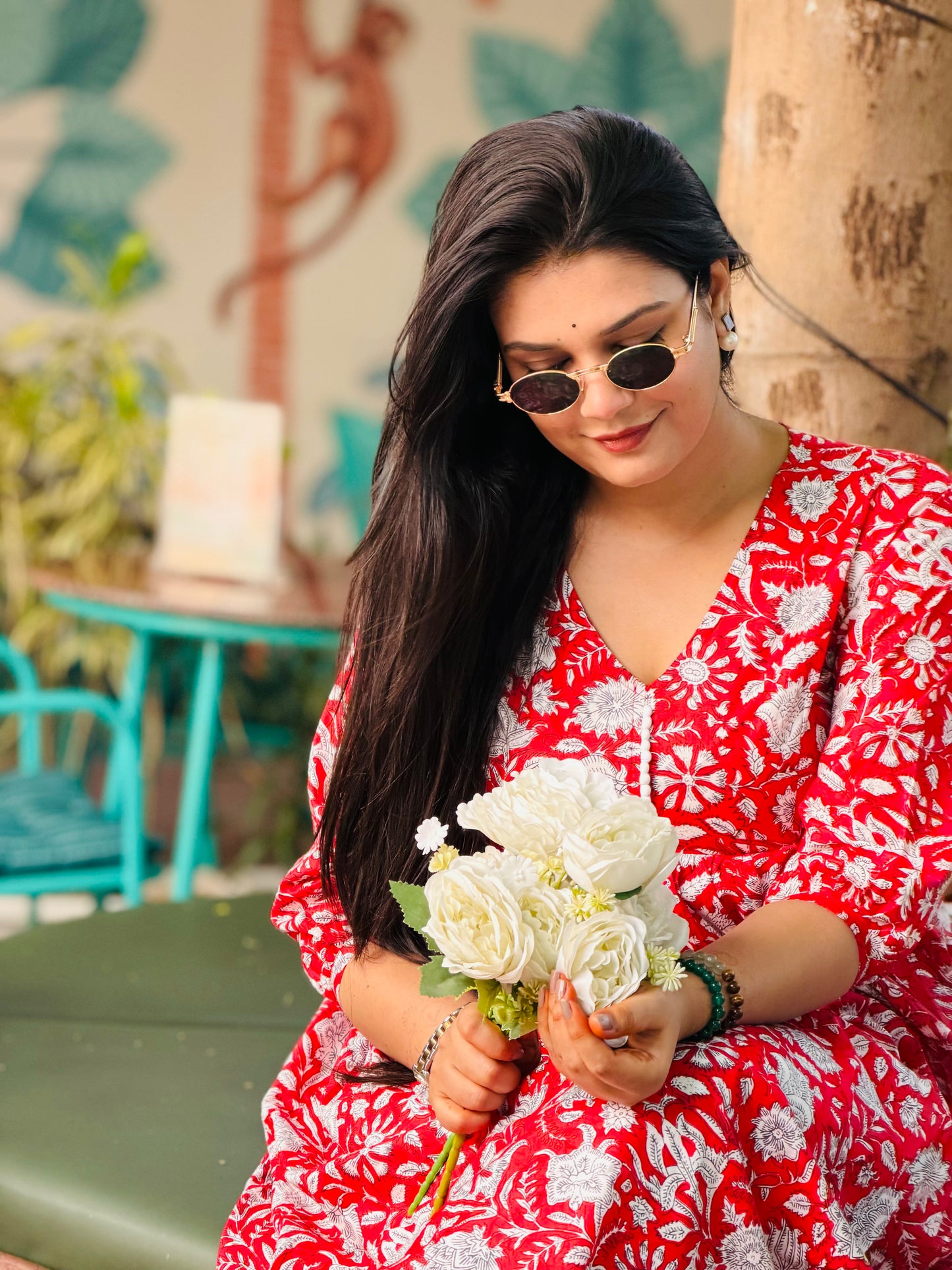 RED WHITE DAFTAR KURTI