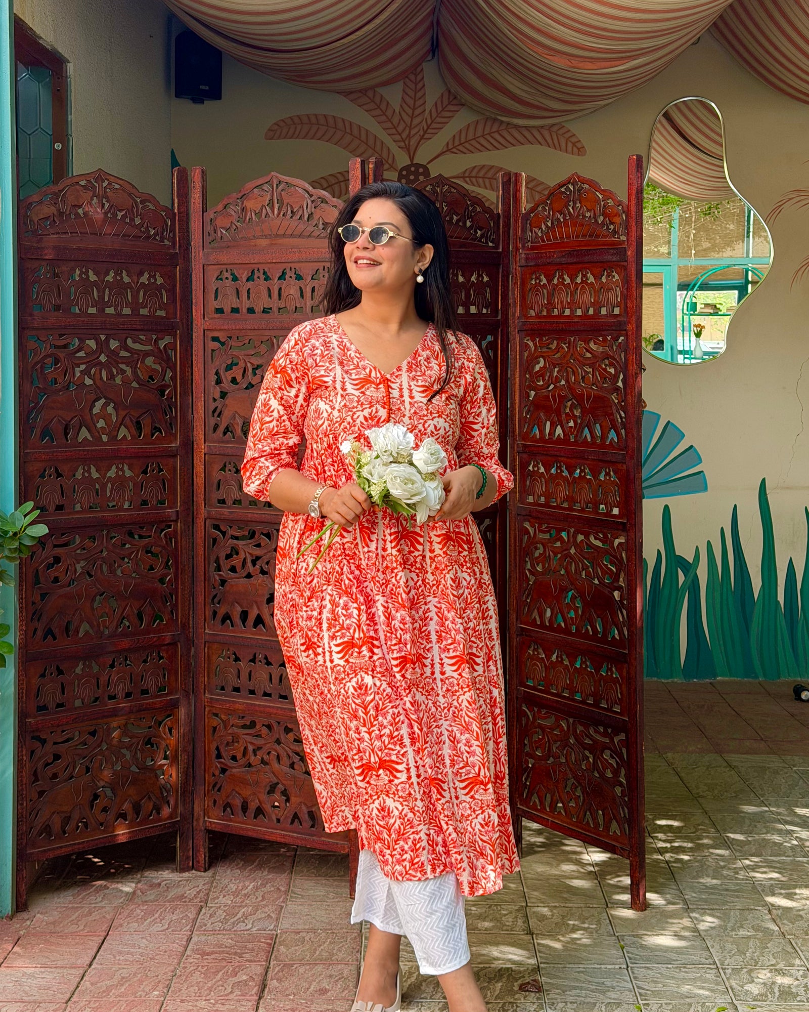 ORANGE JAAL DAFTAR KURTI