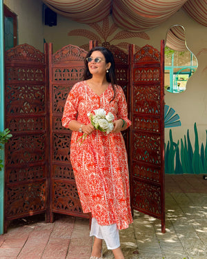 ORANGE JAAL DAFTAR KURTI
