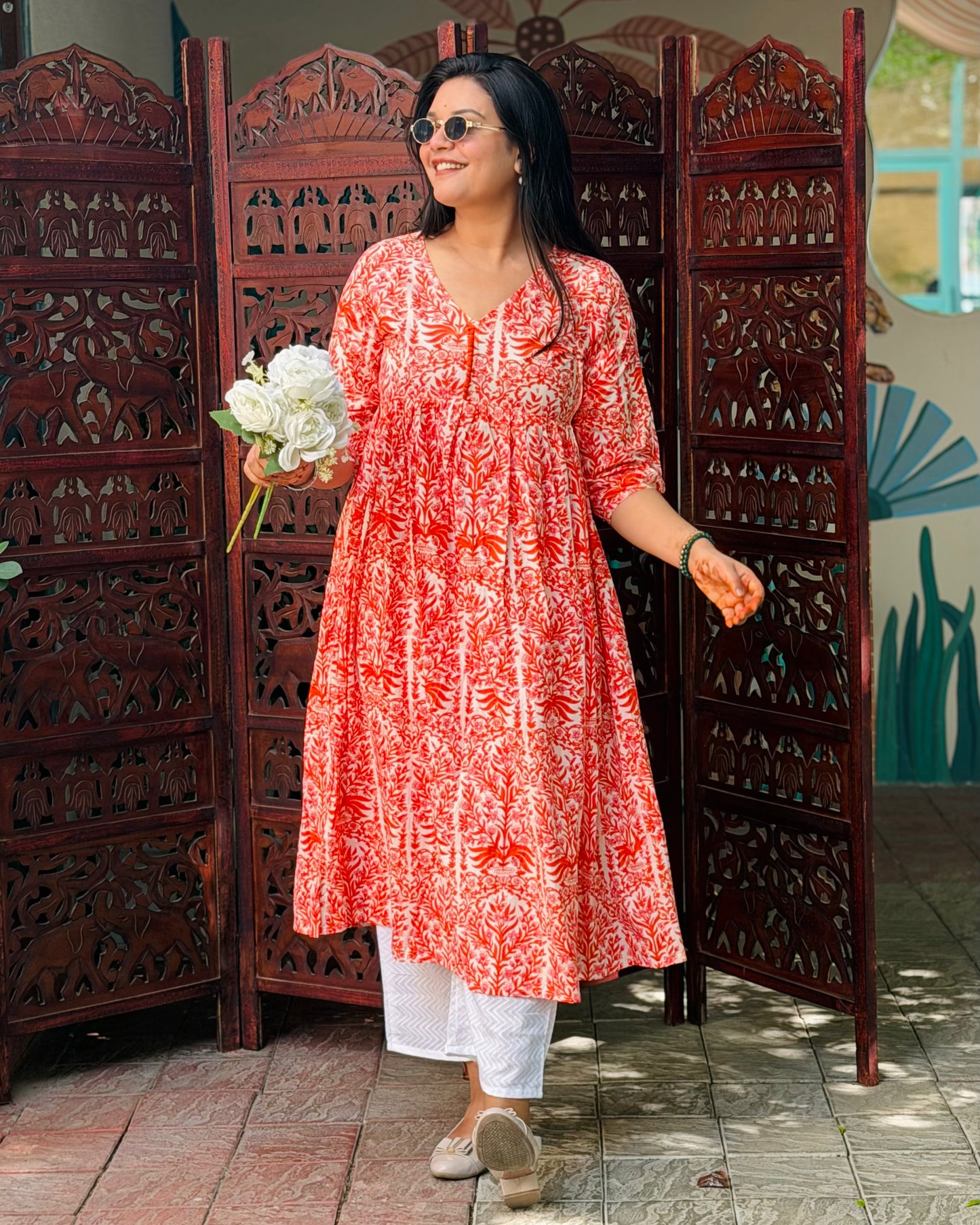 ORANGE JAAL DAFTAR KURTI