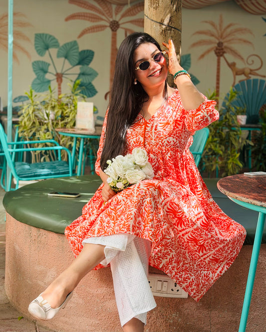 ORANGE JAAL DAFTAR KURTI