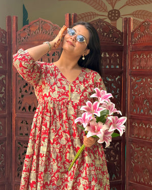 RED BEIGE DAFTAR KURTI