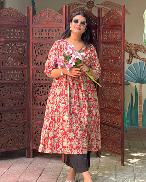 RED BEIGE DAFTAR KURTI