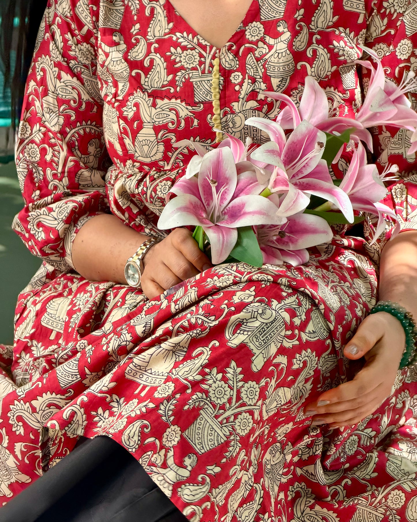 RED BEIGE DAFTAR KURTI