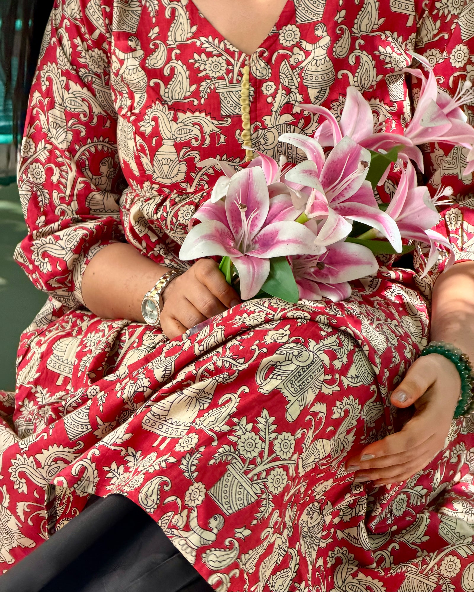RED BEIGE DAFTAR KURTI