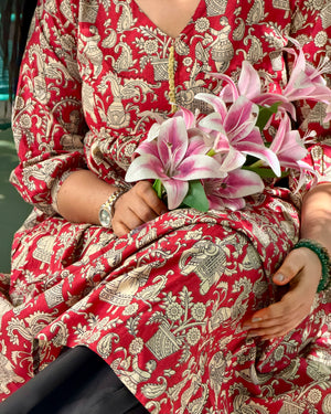 RED BEIGE DAFTAR KURTI