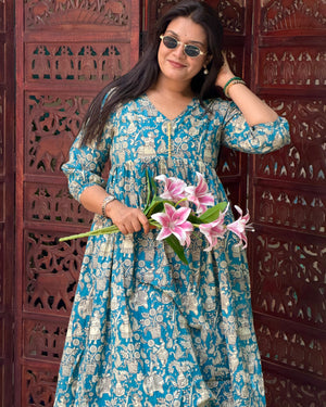 BLUE BEIGE DAFTAR KURTI